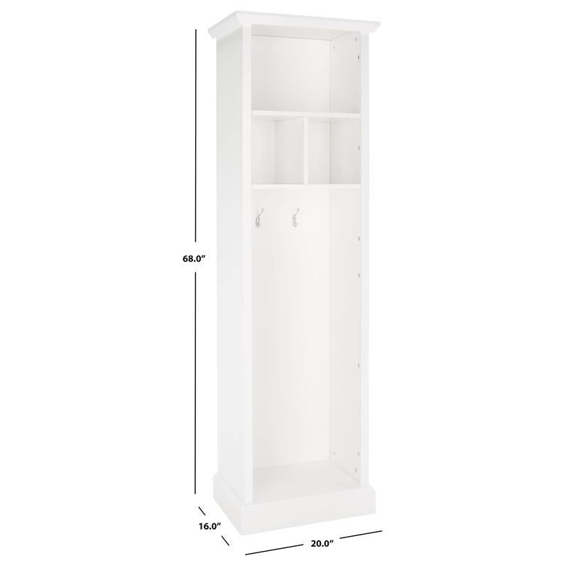 SAFAVIEH Marcelle 4 Shelf 2 Hook Top Storage Hall Tree - 20" W x 16" D x 68" H - 20Wx16Dx68H