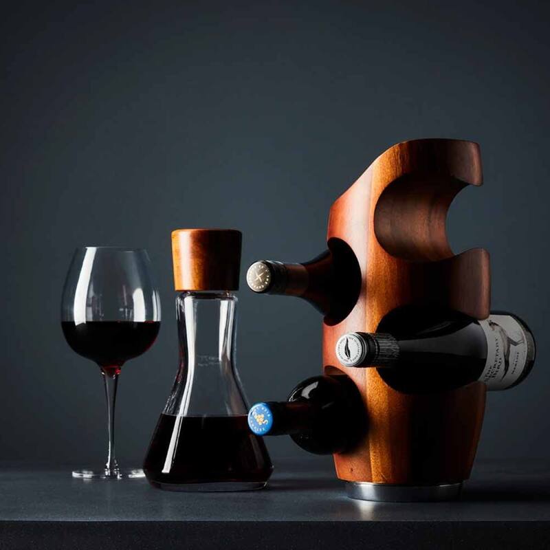 Nambe Vie Wine Decanter with Acacia Stopper - 10-Inch