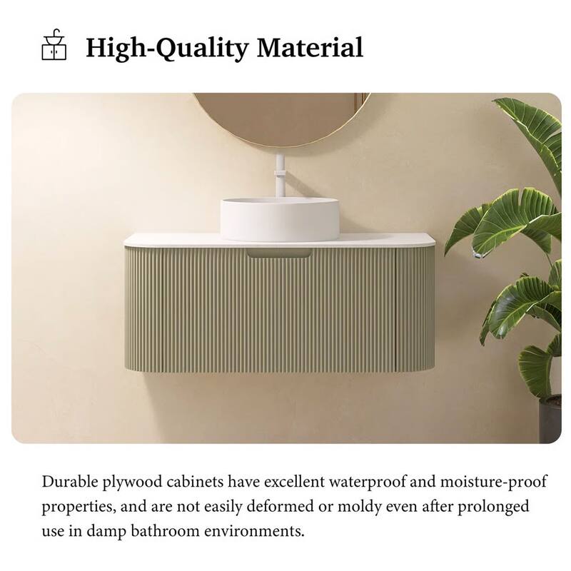 Wall-Mounted Bathroom Vanity with White Round Ceramic Sink