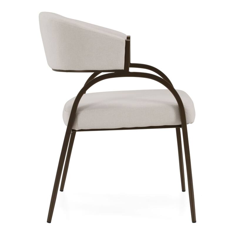 Hudson Modern Off-White Fabric & Bronze Dining Chair