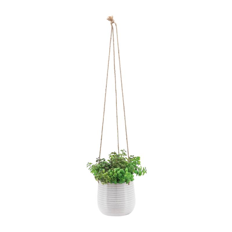 Sagebrook Home Neutral Textured Ceramic Hanging Planter