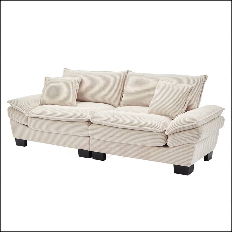 Corduroy Sofa Sleeper with Pillows