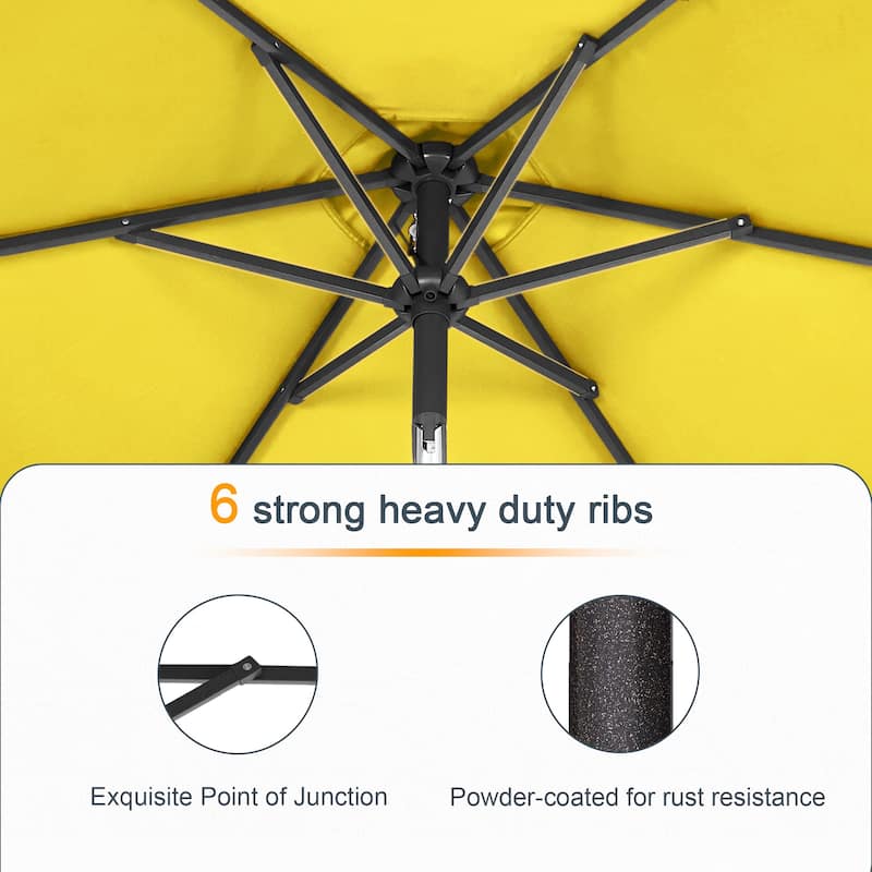 LIVOOSUN 6x9Ft LED Patio Umbrella Weather Resistant Table Umbrella