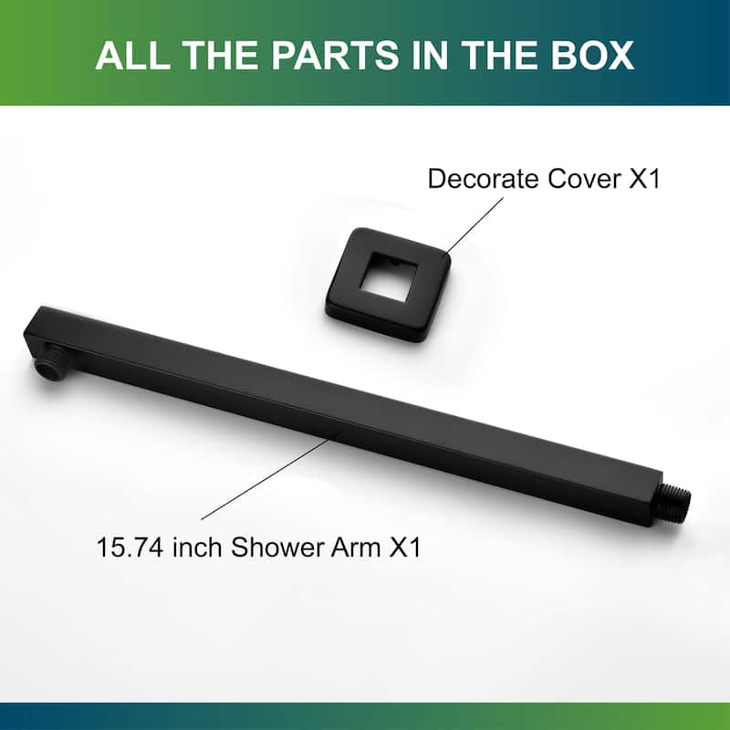 16 Inches Shower Extension Arm Universal Shower Straight Wall-Mounted Shower Arm with Flange for Bathroom Rainfall Showerhead
