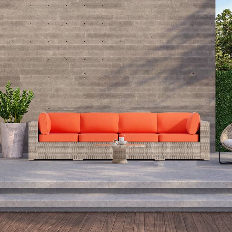 14-Piece Patio Furniture Sofa Cushions, 6-Seater Outdoor Cushion Set (Only Include Cusions，Not Sofa） - 25.6*25.6*4in