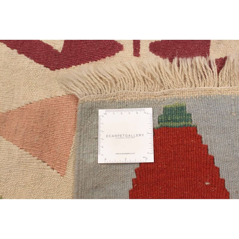 ECARPETGALLERY Flat-Weave Sivas Cream Wool Kilim - 3'10 x 5'11