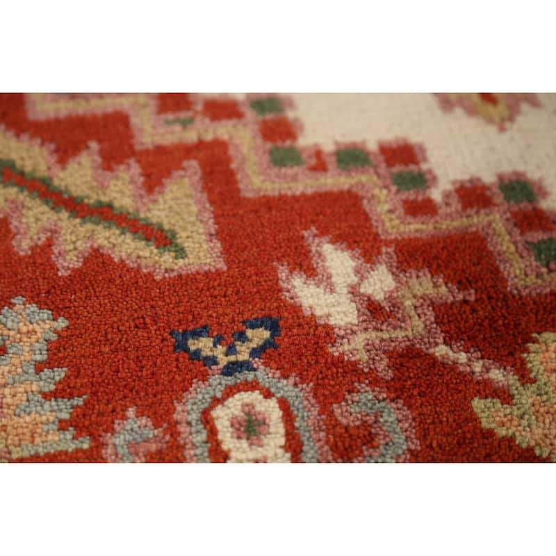 Medallion Heriz Serapi Indian Rug Hand-Knotted Oriental Wool Carpet - 7'11" x 9'9"