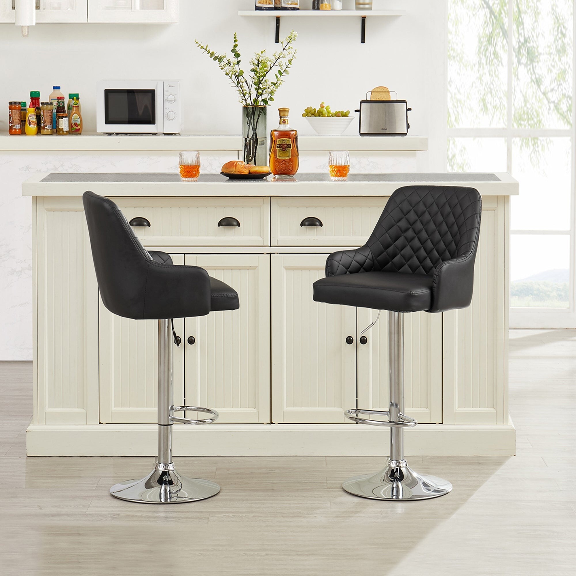 Leather swivel bar stools with backs and arms clearance