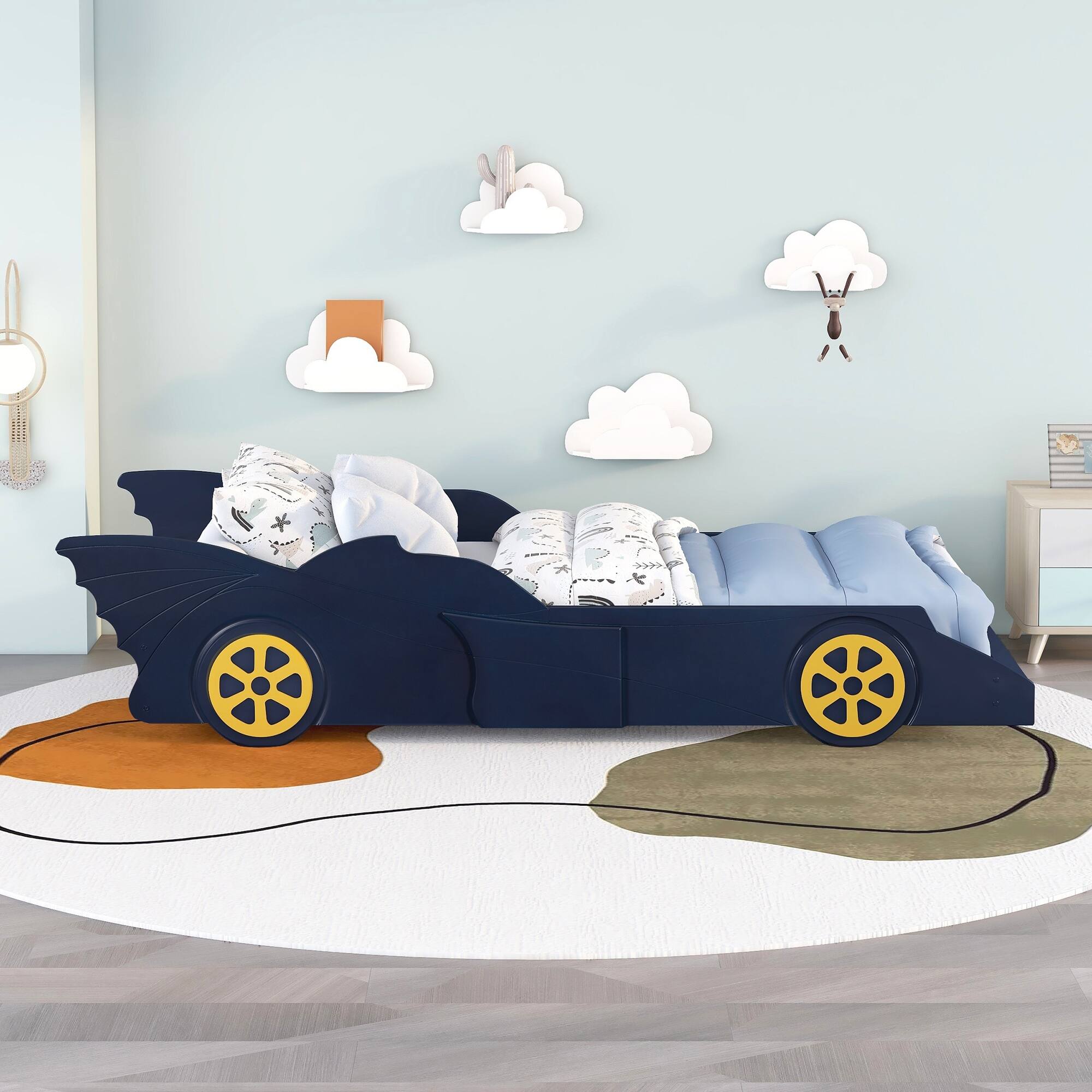 Race Car-Shaped Twin Platform Bed with Wheels - Bed Bath & Beyond ...