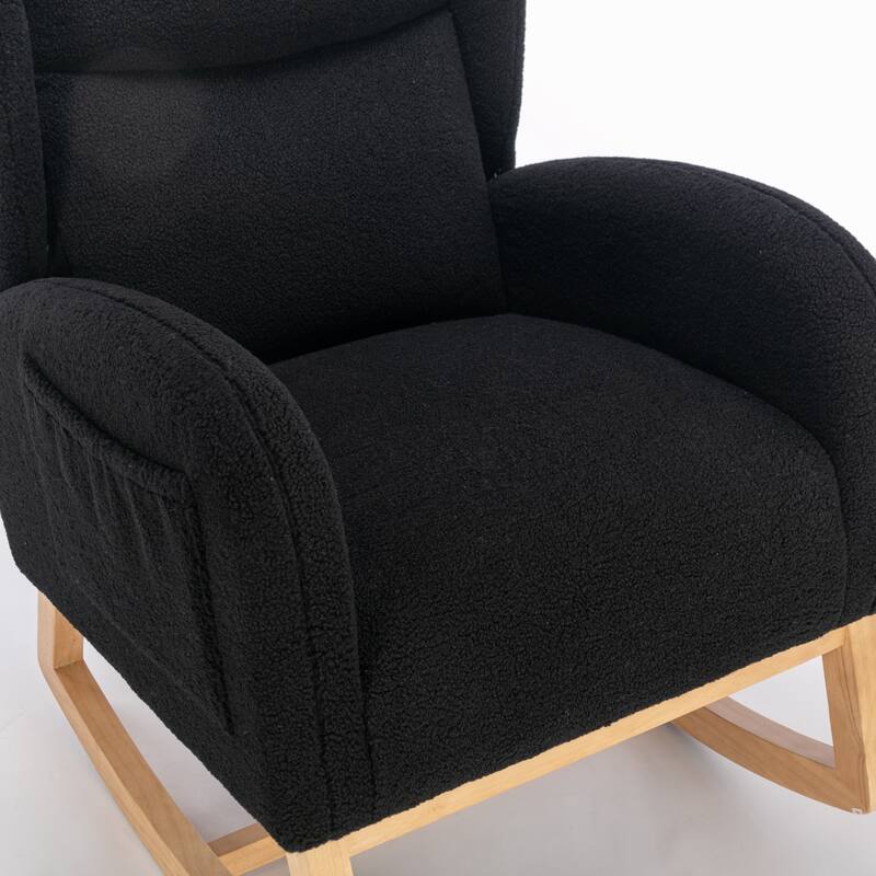 Teddy Fabric Rocking Chair With Packet Wood Legs