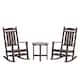 Laguna 3-Piece Weather-Resistant Rocking Chairs with Side Table Set - Dark Brown