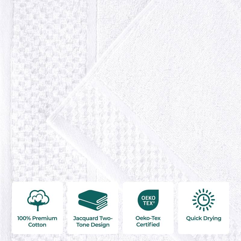 Superior Lodie Cotton Plush Absorbent Jacquard Solid 3 Piece Towel Set