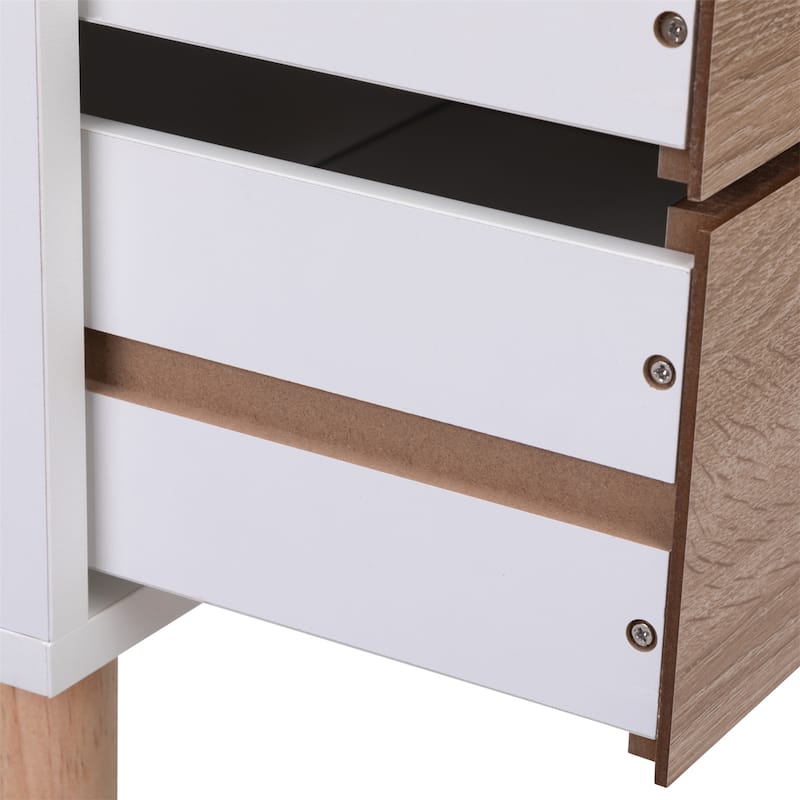 Nightstand w/ 2 Drawers, Bedside Tables w/ Solid Wood Legs and Storage