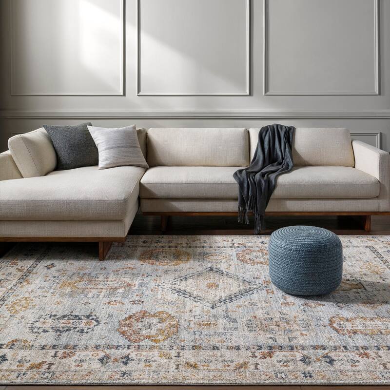 Livabliss Beckham Updated Traditional Medallion Area Rug - Ice Blue - 2' 7" x 7' 3"