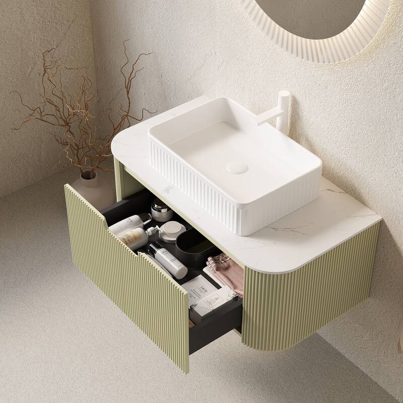 Wall-Mounted Floating Bathroom Vanity with Sink