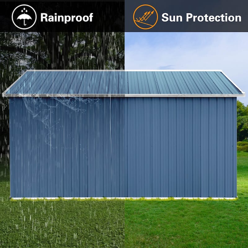 GDFStudio - Metal Garden Shed 12ft x 10ft Outdoor Storage Shed with Window