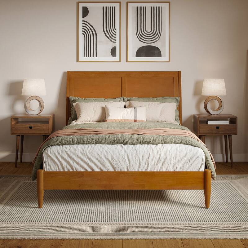 Valencia Solid Wood Low Profile Sleigh Platform Bed