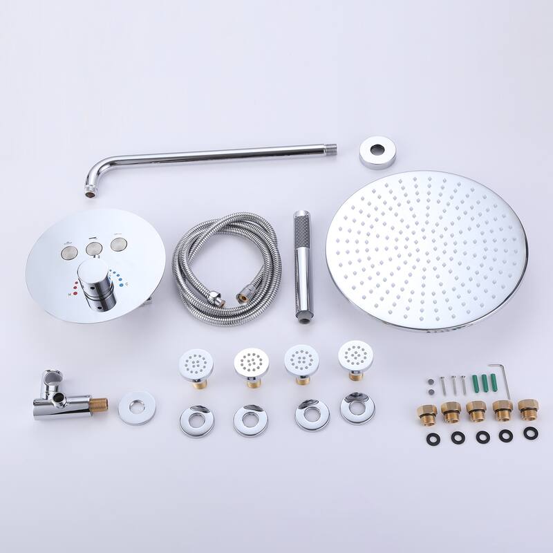 Rbrohant 11" Rainfall Shower Faucet System Massage Jet w/ Mixer Valve