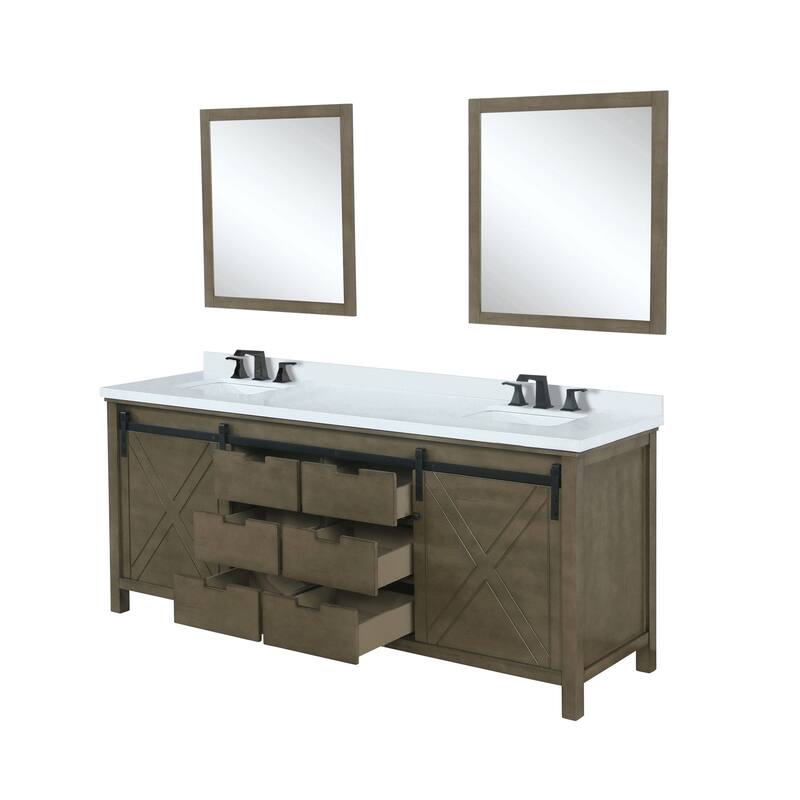 Marsyas Bath Vanity, Cultured Marble Countertop, Faucet Set and Mirrors