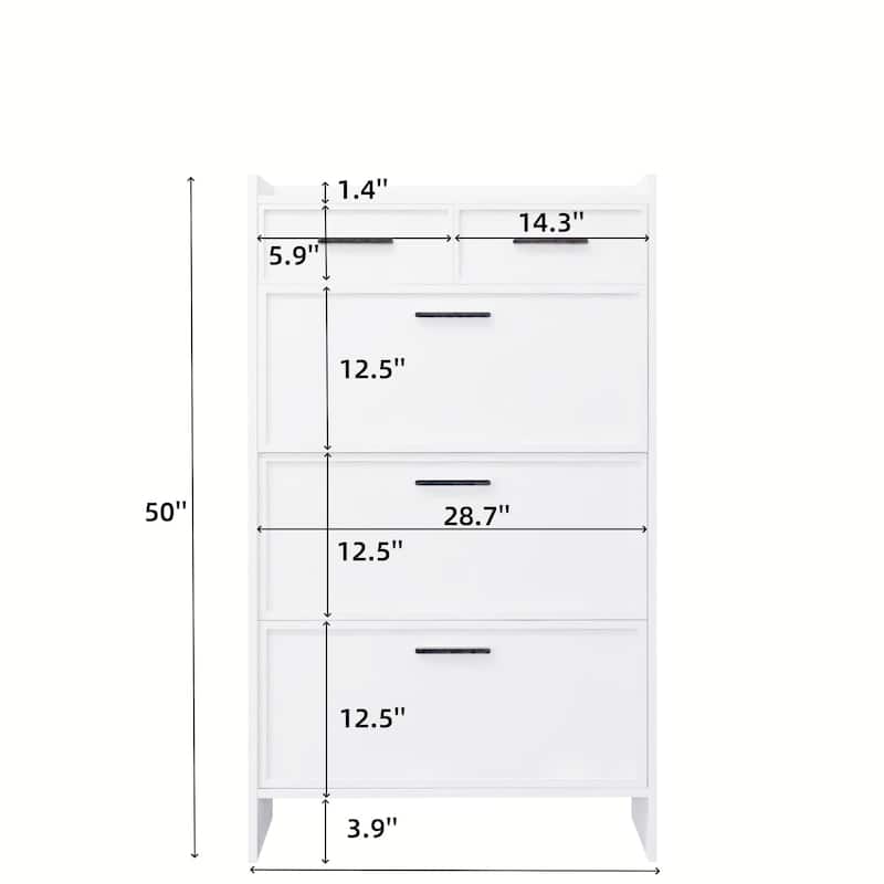 3-Door Shoe Cabinet With Drawers and Open Space
