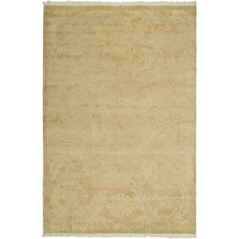 SAFAVIEH Couture Hand-knotted Tibetan Rosamarie Modern Wool Rug with - 6' x 9' - Green/Gold