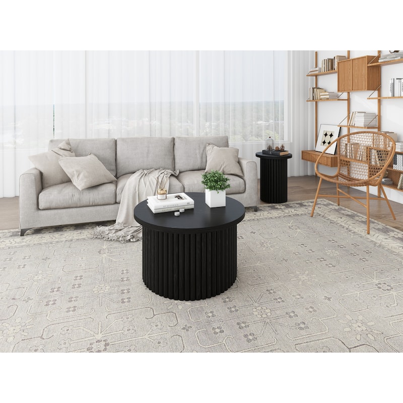 GDF Studio - Modern Metal Base Round Coffee Table Set of 2