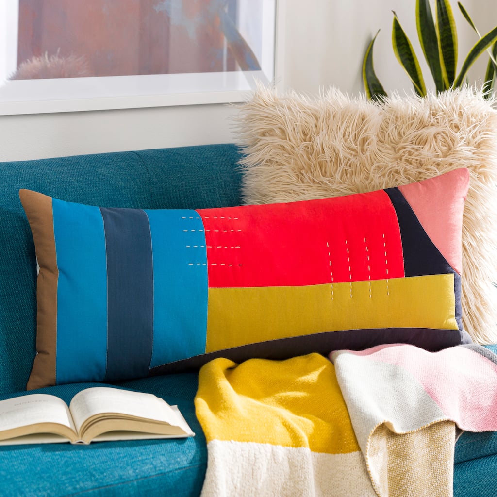 Artistic Weavers Callen Embroidered Color Block 32-inch Lumbar Throw Pillow