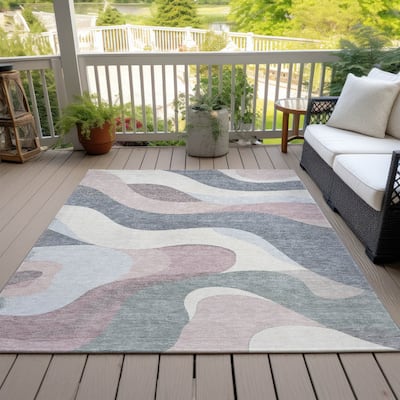 Machine Washable Indoor/Outdoor Casual Contemporary Chantille Rug