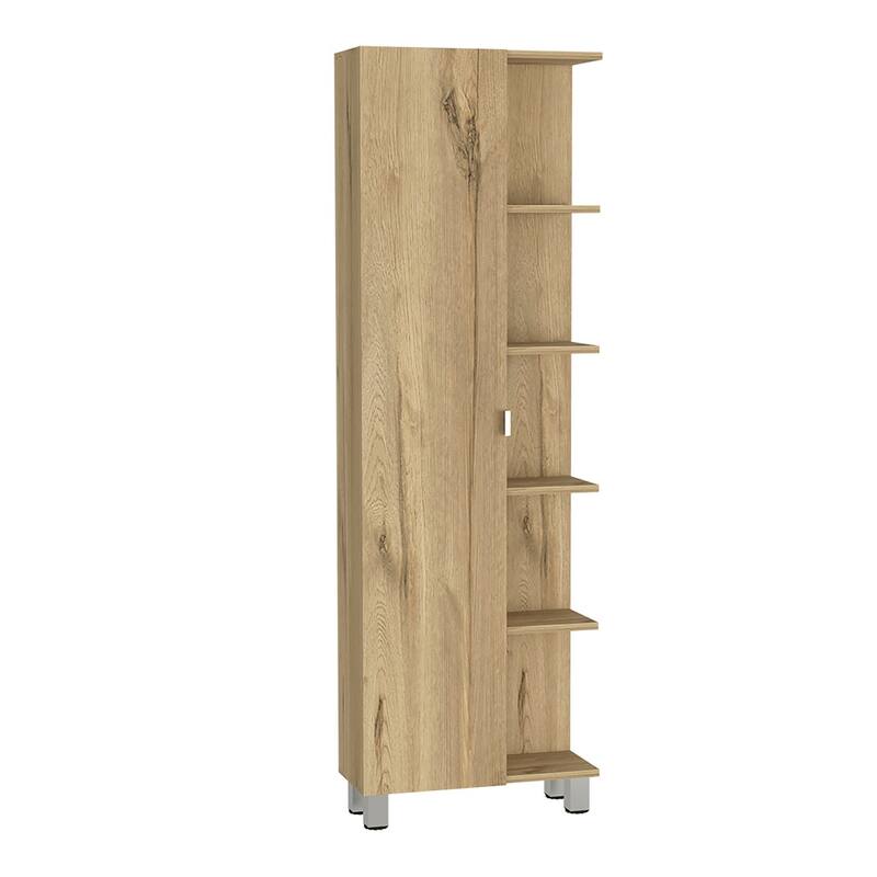 Corner Cabinet Womppi, Five Open Shelves, Single Door, Light Gray Finish,High quality and durable