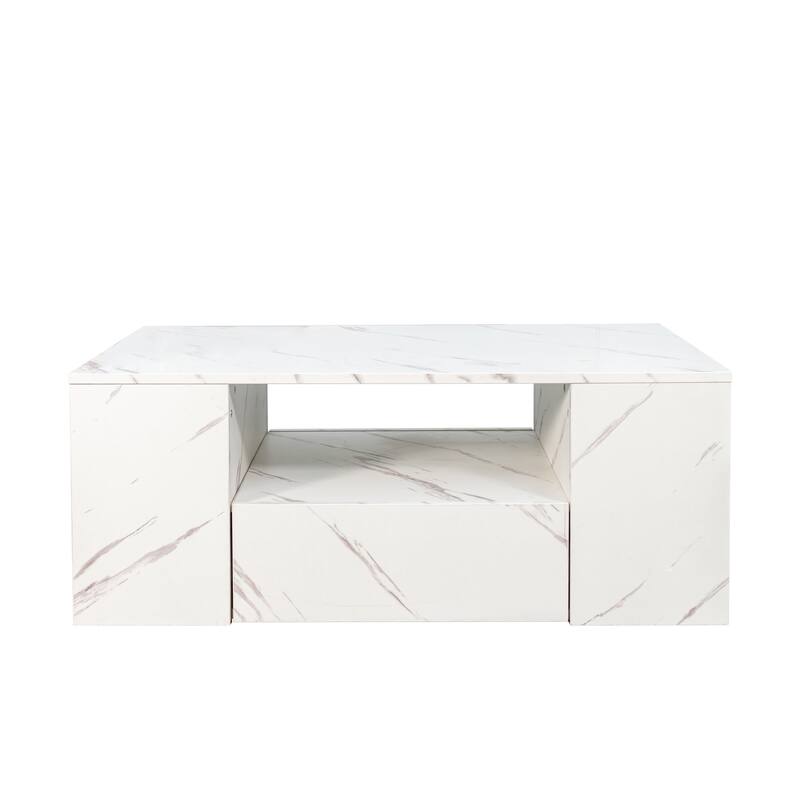 GDF Studio - Nana Modern 14.57"H LED Coffee Table with Storage Drawers and Open Shelves