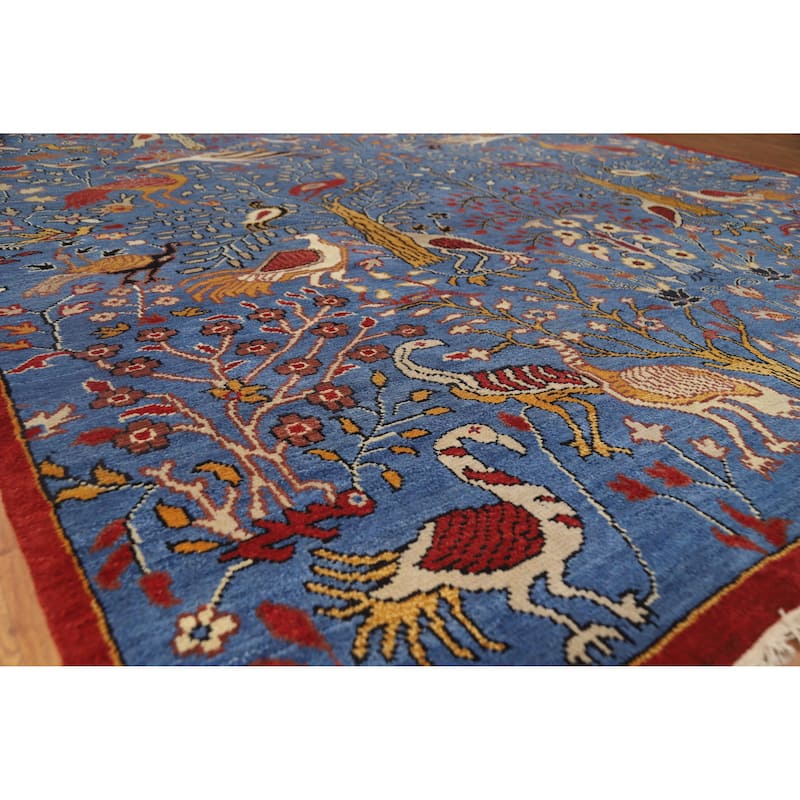 Hand Knotted Oriental 100% Wool Carpet Traditional All-Over Navy Blue & Blues Ziegler Area Rug - 13' 10'' X 9' 10''