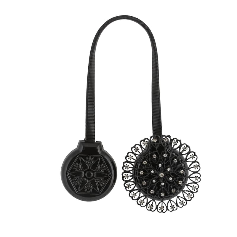 Simplify Magnetic Curtain Tie Back in Black - 7.87" x 2.87" x 1.9" - 7.87" x 2.87" x 1.9"