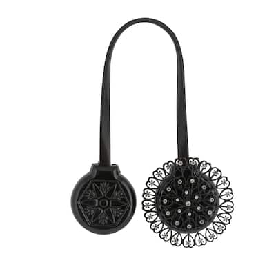 Simplify Magnetic Curtain Tie Back in Black - 7.87" x 2.87" x 1.9" - 7.87" x 2.87" x 1.9"