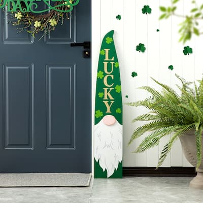 Glitzhome 42"H St. Patrick's Wooden Gonme Porch Decor