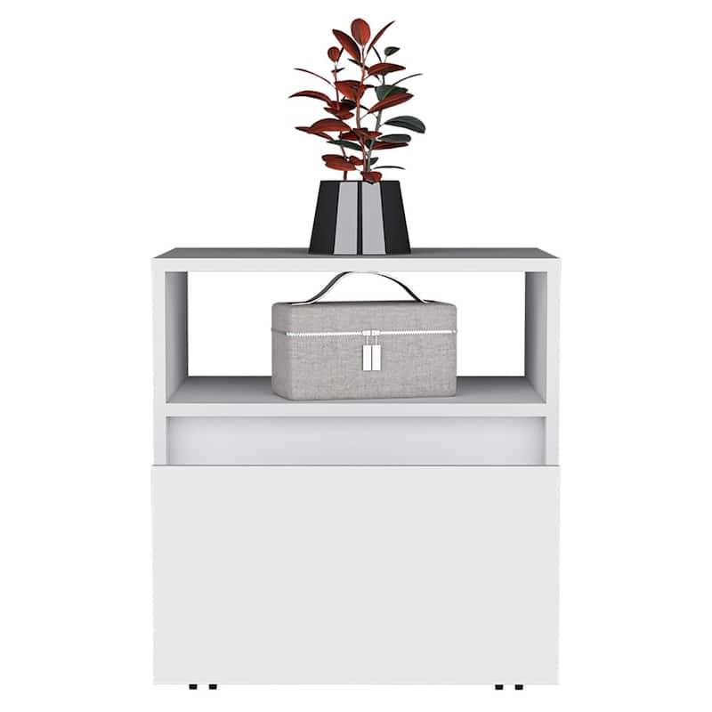 Nightstand Munyochi,One Drawer,White Finish，for Living Room,and Dining Room