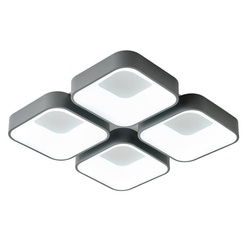 Modern White 4-Light Square LED Flush Mount Ceiling Light