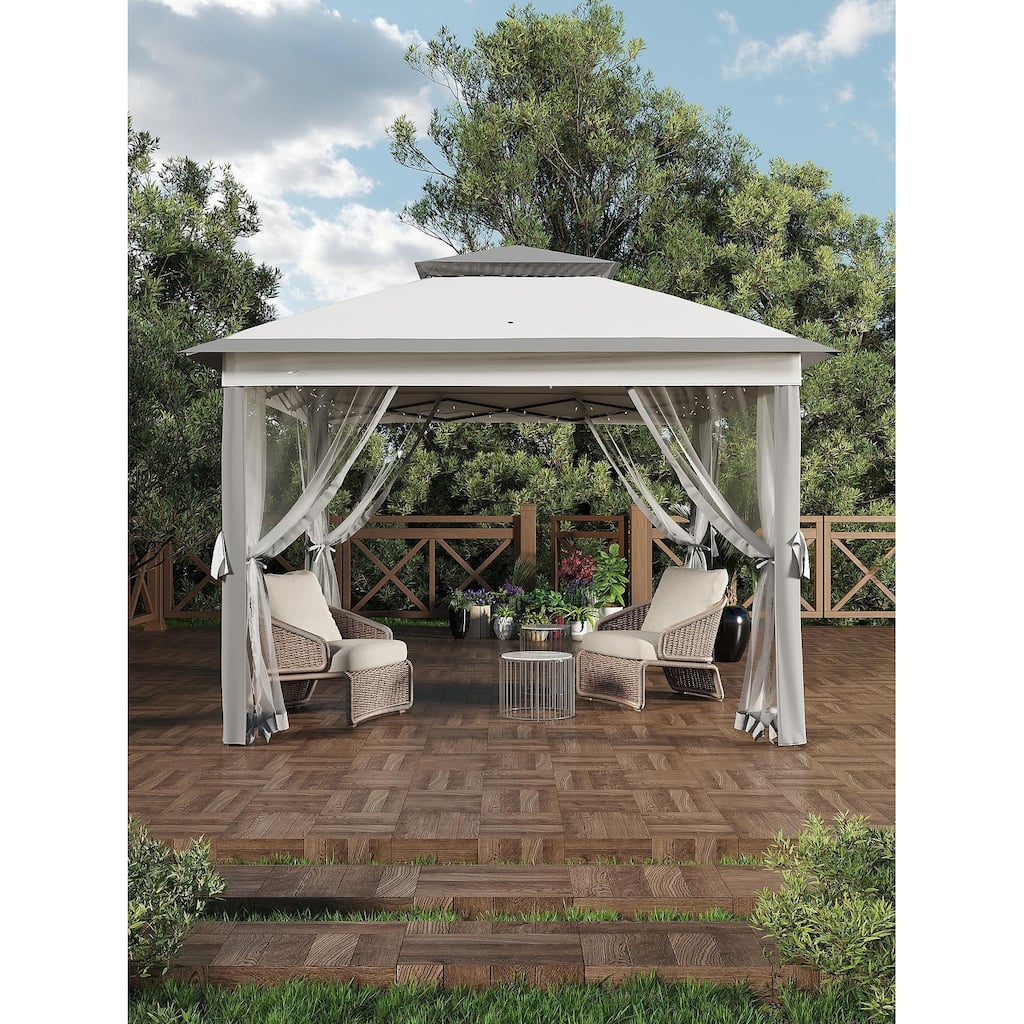 10.82'x10.82' Pop-Up Gazebo, Enhanced Frame and Mosquito Netting - 11*11Ft