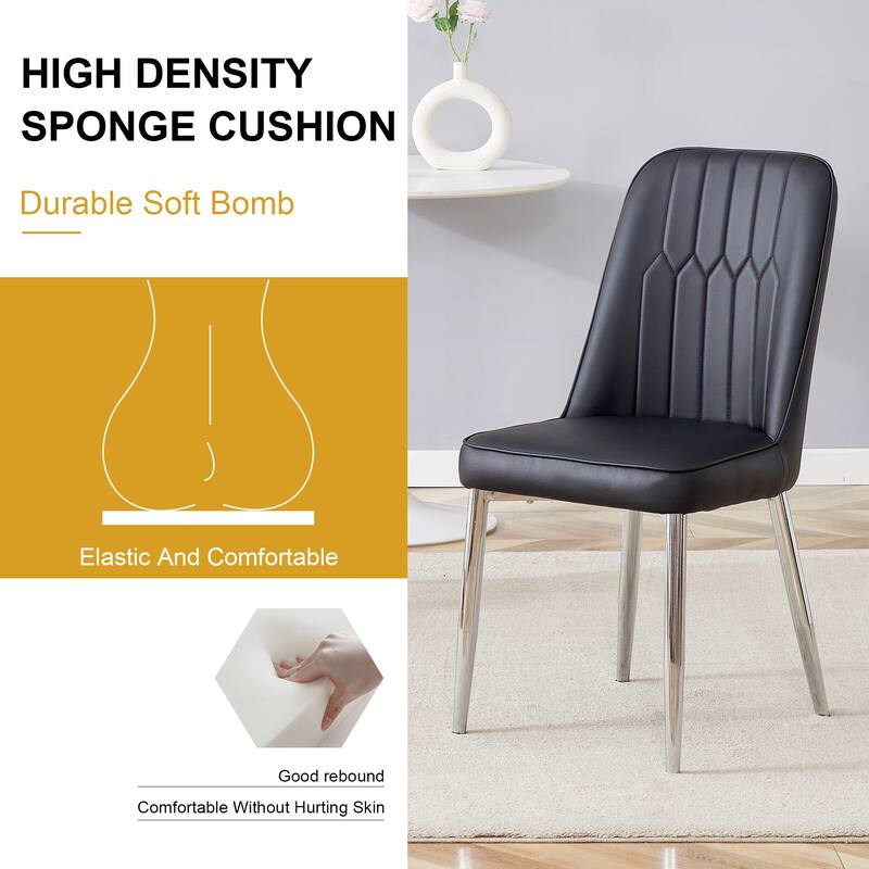 Modern Dining Chairs with Comfortable PU Leather and Durable Metal Legs for Home and Office Use