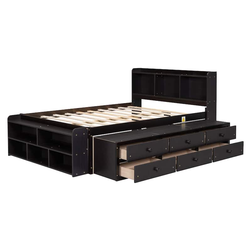 Bed with Under bed Storage Drawers and Bed End Storage Case