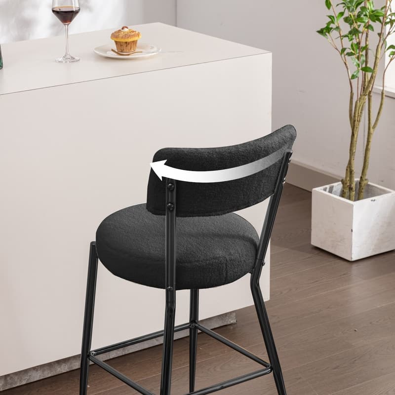Mixoy 24"Counter Height Modern Teddy Fleece Bar Stools with Metal Legs