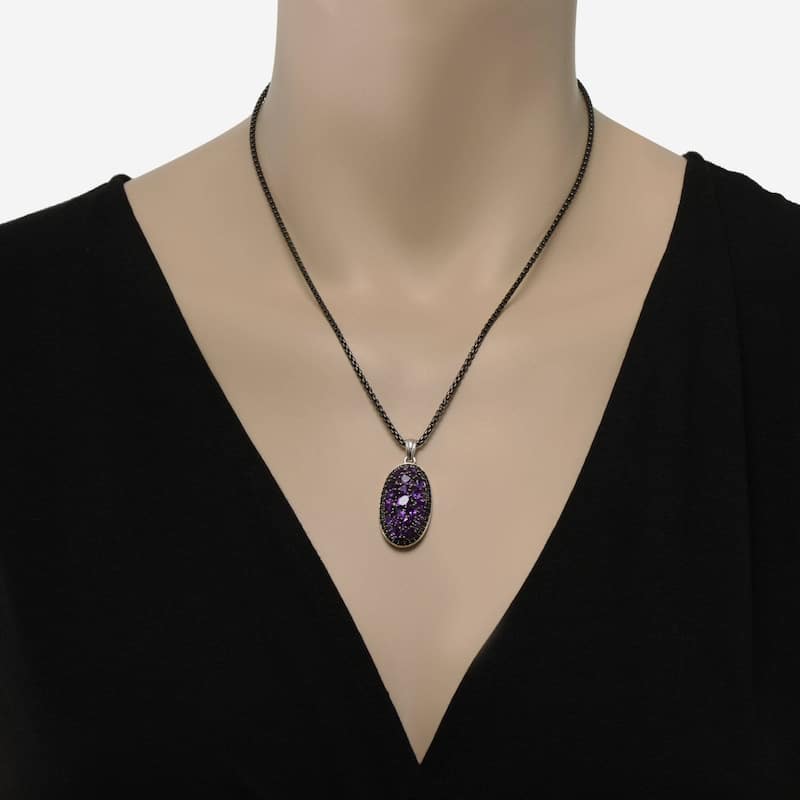 Charles Krypell Roxy Sterling Silver, Black Sapphire 0.62ct. tw. and Citrine Pendant Necklace - Silver - 16