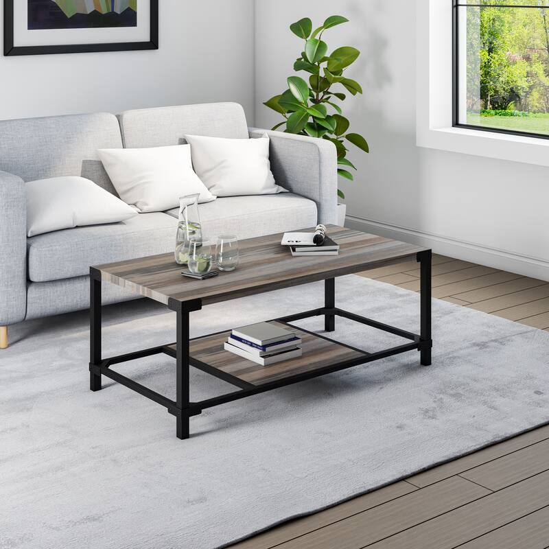 Davee Oak Rectangle Wood Metal Coffee Table - 45.6*23.2*16.5 inches - OAK - 45.6*23.2*16.5 inches