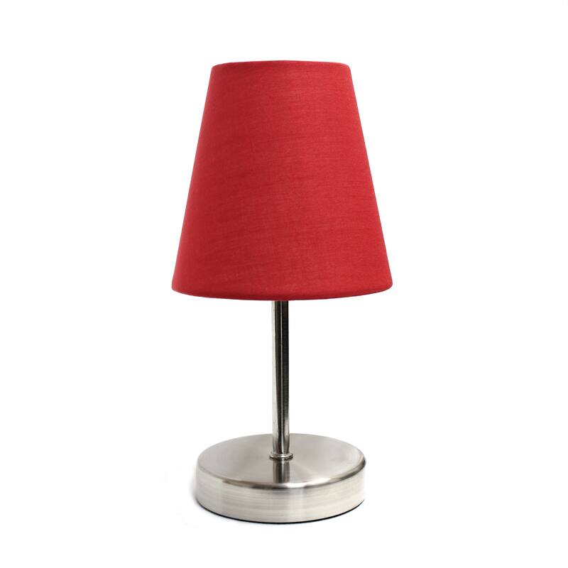 Stick Table Desk Lamp with Red Tapered Shade - 10.5" - Sand Nickel
