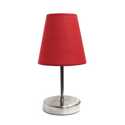 Stick Table Desk Lamp with Red Tapered Shade - 10.5" - Sand Nickel