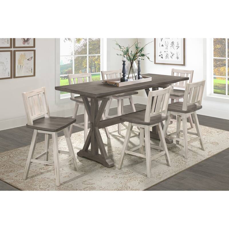 Rustic Look Distressed Gray Finish 1pc Counter Height Dining Table Solid Rubberwood Kitchen Dining Furniture