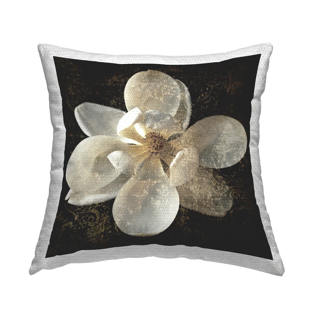 Stupell Vintage White Blossom Printed Outdoor Throw Pillow Design by John Seba