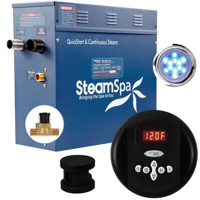 SteamSpa Indulgence 7.5 KW QuickStart Acu-Steam Bath Generator with Built-in Auto Drain in Matte Black