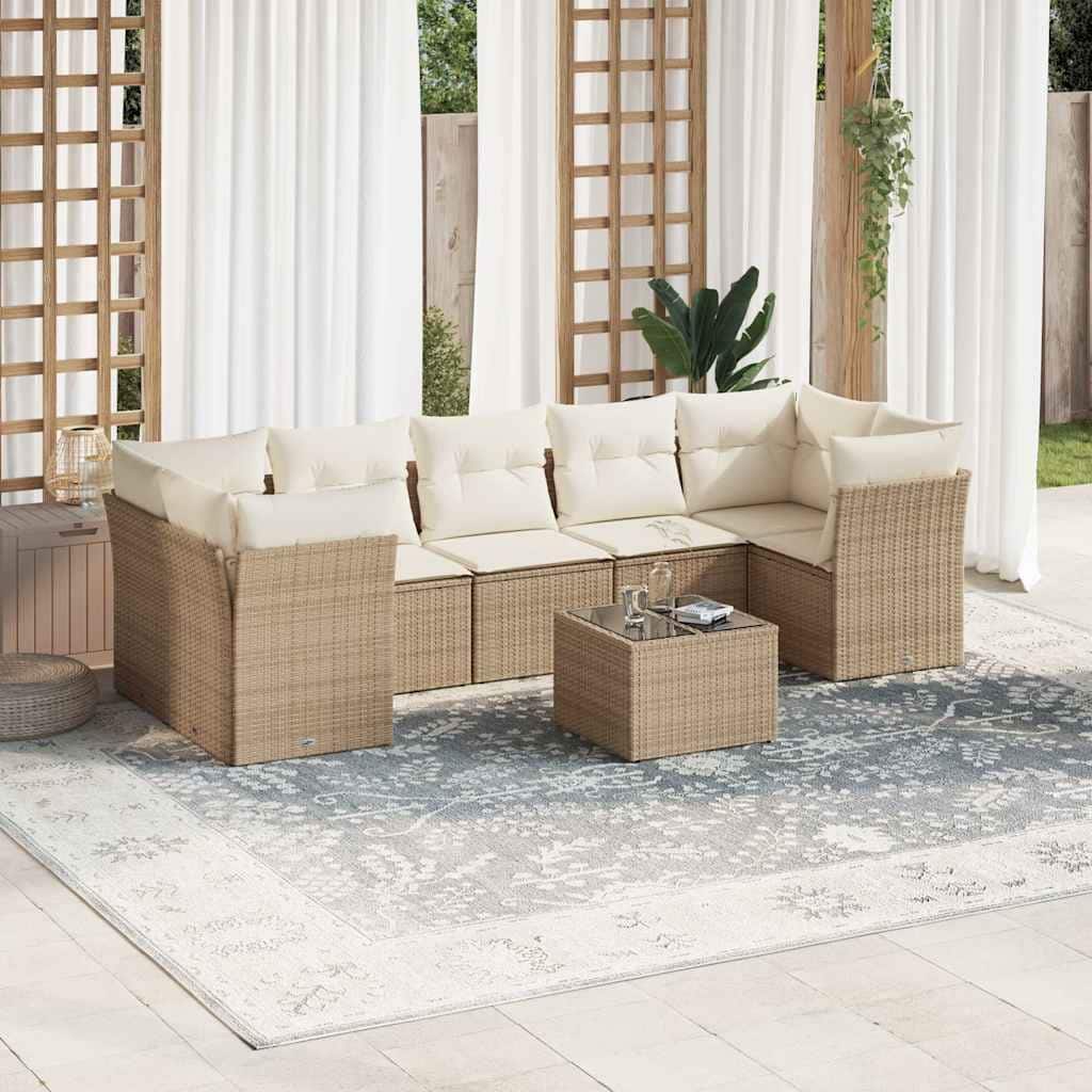 vidaXL Garden Sofa Set Beige Poly Rattan Large Modular Garden Sofa Set - 21.7 x 21.7 x 14.6