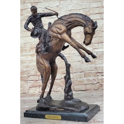 Bronco Twister By Frederic Remington Western Cowboy Bronze Statue Sculpture 20 Inches X 20 Inches