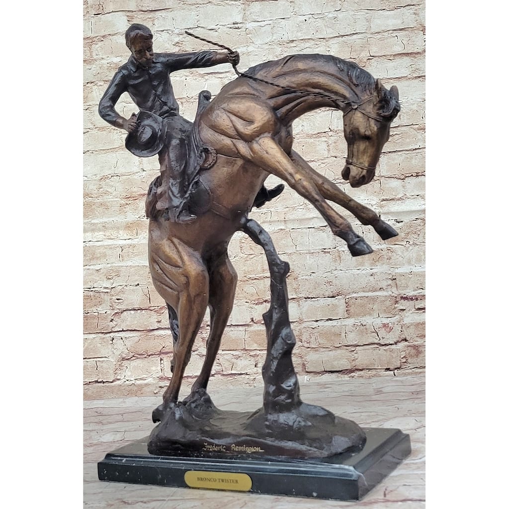 Bronco Twister By Frederic Remington Western Cowboy Bronze Statue Sculpture 20 Inches X 20 Inches